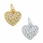 9MM Pave CZ Stone Heart Charm,Solid 925 Sterling Silver Gold Plated Pendant Charm,DIY Charm Supplies 1431188