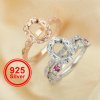 6x8MM Oval Prong Ring Settings,Birthstone Stacker Ring Band,Flower Stackable Solid 925 Sterling Silver Rose Gold Plated Ring,DIY Ring Set 1294557