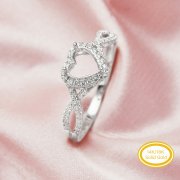 Heart Prongs Ring Settings,Infinity Solid 14K 18K Gold Ring,Pave Moissanite Stone Art Deco Bezel Ring,DIY Ring Supplies For Gemstone 1294724