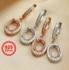6x8MM Oval Halo Prong Hooks Earrings Settings Solid 925 Sterling Silver for DIY Gemstone Jewelry Supplies 1706097