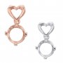 1Pcs 5-9MM Round Pendant Settings Rose Gold Plated Solid 925 Sterling Silver Heart Bail Charm Bezel Tray for Gemstone DIY Supplies 1411260