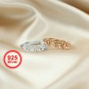 4MM Round Prong Ring Settings 4 Stones Rose Gold Plated Solid 925 Sterling Silver Adjustable Ring Bezel for Gemstone 1212075