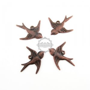 10pcs one loop 17x19MM vintage antiqued copper red brass swallow bird charm,pendant,antiqued brass stamping charm 1810126