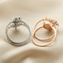 8x10MM Keepsake Breast Milk Resin Pear Ring Settings Stackable Solid 925 Sterling Silver Rose Gold Plated Stacker DIY Ring Set 1294398