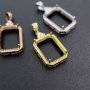 1Pcs Multiple Size Solid 925 Sterling Silver Rose Gold Rectangle 4 Prongs Luxury Gemstone Prong Bezel Settings DIY Pendant 1431043