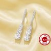 Luxury Round Hoop Earrings With White Cubic Zirconia,Solid 925 Sterling Silver Earrings,3 Stones Round CZ Stone Dainty Earrings 6310108