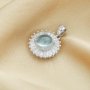 15MM Round Birthstone Charm with 8MM Sky Blue Topaz Cabochon,Solid 925 Sterling Silver Charm,November Birthstone Pendant,DIY Jewelry Supplies 1411320