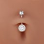 Halo Round Simulated Diamond Belly Ring With White Cubic Zirconia,Solid 925 Sterling Silver Belly Ring,Minimalist Belly Button Ring 6710032