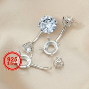 10MM/5MM Prong Settings Belly Ring Internally Threaded Prong Settings Solid 925 Sterling Silver Button Ring 10MM Long DIY Body Piercing Jewelery 1502092