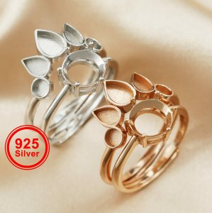 Keepsake Breast Milk Resin Round Ring Settings Stackable 8MM Main Stone Solid 925 Sterling Silver Rose Gold Plated DIY Ring Bezel 1294343