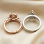 6x8MM Pear Prong Ring Settings Stackable Solid 925 Sterling Silver Rose Gold Plated Band Stacker Ring Set DIY Supplies 1294409