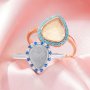 Solid 925 Silver Keepsake Color Birthstones Halo Pear Ring Bezel Settings,DIY Rings for Breast Milk Making 1294700