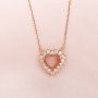 Halo Heart Bezel Pave Pendant Settings,Solid 14K/18K Gold Moissanite Necklace,DIY Jewelry With Necklace Chain 15''+1.7'' 1431162