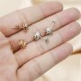 1Pair 5-6MM Rose Gold Plated Solid 925 Sterling Silver DIY Round Bezel Prong Studs Earrings Settings for Gemstone Moissanite 1706044