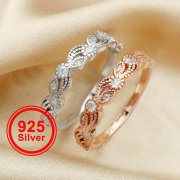 Art Deco Eternity Ring,Stackable Ring Band,Solid 925 Sterling Silver Rose Gold Plated Stacker Ring,DIY Wedding Ring Supplies 1294529