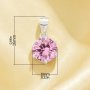 Minimalist Solitaire Round Pendant With 8MM Pink Cubic Zirconia,Solid 925 Sterling Silver Pendant Charm,Simple Round Pendant Charm 6110178
