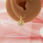Keepsake Breast Milk Resin Ball Round Pin Hoop Earrings Settings For Half Drilled Pearl Bead,Solid 14K 18K Gold Earrings,DIY Earring Supplies 1705079