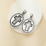 Stainless Steel Praying Hands Cross Pendant,Oval Cross Praying Hands Signet Pendant,Men's Silver Pendant Charm,DIY Pendant Supplies 1431465