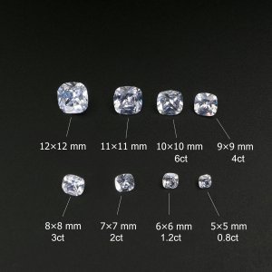 1Pcs Multiple Size Cushion Cut Moissanite Stone Faceted Imitated Diamond Loose Gemstone for DIY Engagement Ring D Color VVS1 Excellent Cut 4140020