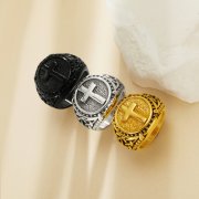 Heavy Cross Stainless Steel Ring,Gold Silver Black Baptism Ring,Cross Religious Ring,Men's Ring,DIY Ring Supplies 1295012