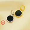 6MM Round Black Epoxy Charm,Solid 925 Sterling Silver Gold Plated Pendant Charm,DIY Charm Supplies 1431190