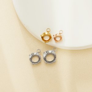Round Prongs Bezel Pendant Settings,Rose Gold Plated Stainless Steel Pendant Charm,Minimalist Round Pendant,Simple Pendant Blank 1411434