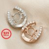 1Pcs 5MM Round Prong Pendant Settings Horseshoe Rose Gold Plated Solid 925 Sterling Silver Charm Bezel Tray DIY Supplies 1411266