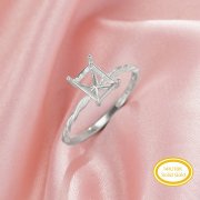 Rectangle Prong Ring Settings,Solid 14K 18K Gold Ring,Twist Deco Minimalist Rectangle Ring,DIY Ring Supplies For Gemstone 1295086