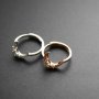 1Pcs 3MM Middle 2MM Two Sides Bezel Round Simple Rose Gold Silver Gemstone Cz Stone Prong Bezel Solid 925 Sterling Silver Adjustable Ring Settings Moon 1214035