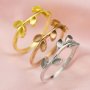 Keepsake Breast Milk 2x4MM Marquise Ring Settings Tree Branch Leaf Resin Solid 14K Gold DIY Ring Blank Band for Gemstone 1294332-1