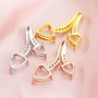 6/8MM Heart Prong Pendant Settings Solid 14K/18K Gold Bezel Two Stones Charm for DIY Gemstone Memory Jewelry Supplies 1431129-1