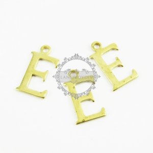 10pcs 15x10mm vintage kawaii metal alphabet letter E raw brass pendant charm packs assortment 1800065