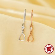 6x8MM Pear Prong Hook Earrings Settings,Solid 925 Sterling Silver Rose Gold Plated Earrings,Minimalist Pear Earrings,DIY Earrings Supplies For Gemstone 1706208