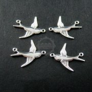 10pcs 17x19mm silver brass two loop swallow kawaii bird earring chandelier pendant charm connector supplies 1820142