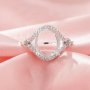 Oval Prong Ring Settings,Split Shank Solid 14K 18K Gold Ring,Elegant Pave Moissanite Ring,DIY Ring Supplies For Gemstone 1294990