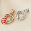 8-12MM Heart Prong Pendant Halo Settings Rose Gold Plated Solid 925 Sterling Silver DIY Supplies 1431108