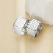Cushion Square Stainless Steel Ring,Customized Square Photo Ring,Silver Stainless Stell Ring,DIY Ring Blank 1295017