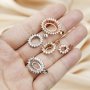 1Pcs Multiple Size Rose Gold Silver Oval Prong Bezel Settings For Cz Stone Solid 925 Sterling Silver DIY Pendant Charm Tray 1421095