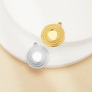 6MM Round Bezel Stainless Steel Pendant Settings,Yellow Gold Silver Round Pendant Charm,DIY Pendant Blank Supplies 1411470