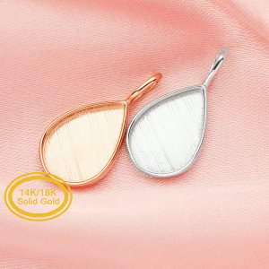 Breast Milk Resin Pear Solid Back Pendant Bezel Settings,Solid 9K 14K 18K Gold Pendant Charm,DIY Memory Jewelry Supplies 1431215