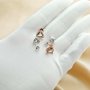 1Pair 5-6MM Rose Gold Plated Solid 925 Sterling Silver Trillion Triangle Prong Bezel DIY Studs Earrings Settings for Gemstone Jewelry Supplies 1706047