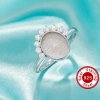 Keepsake Breast Milk Resin Oval Ring Bezel Settings,Solid 925 Sterling Silver Ring,Art Deco Solid Back Ring,DIY Ring Supplies For Gemstone 1222150-1