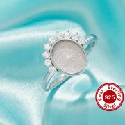 Keepsake Breast Milk Resin Oval Ring Bezel Settings,Solid 925 Sterling Silver Ring,Art Deco Solid Back Ring,DIY Ring Supplies For Gemstone 1222150-1