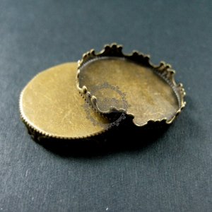 10pcs 25mm setting size vintage style bronze crown round bezel base DIY supplies 1411070