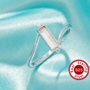 Keepsake Breast Milk Resin Hexagon Bezel Ring Settings,Bypass Shank Solid 925 Sterling Silver Ring,Art Deco Ring,Solid Back Ring,DIY Ring Supplies 1295057-1