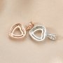 8-12MM Heart Prong Pendant Halo Settings Rose Gold Plated Solid 925 Sterling Silver DIY Supplies 1431108