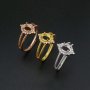 1Pcs 4x6MM Oval Prong Ring Settings Adjustable Vinatge Style Gold Plated Solid 925 Sterling Silver Bezel Tray for Gemstone 1224048