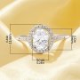 Halo Oval Simulated Diamond Ring With 6x8MM White Cubic Zirconia,Solid 925 Sterling Silver Ring,Pave CZ Stone Ring 6220344