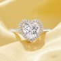 Halo Heart Simulated Diamond Ring With 8MM Heart White Cubic Zirconia,Solid 925 Sterling Silver Ring,Pave CZ Stone Heart Ring 6270065