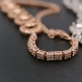 1Pcs 5-6MM Round Bezel Rose Gold Plated Solid 925 Sterling Silver 5 Stones Luxury Bracelet Settings 5.5Inches+2Inches Extension Chain 1900223